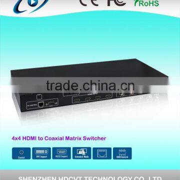 HDMI Coaxial Matrix Switcher 4x4with IR , RS-232 , TCP/TP, professional