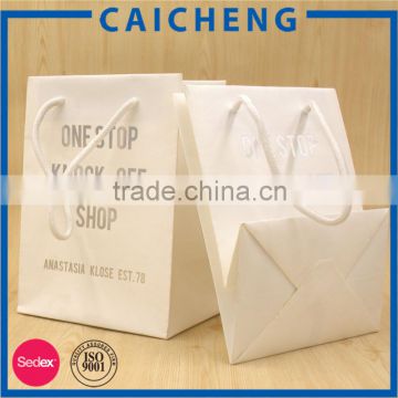 White Rope handle Wine Paper Bag With Foil Logo