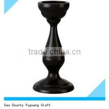 2015 high quality handmade black wooden candle holder for home decoration