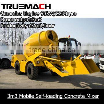 3m3 mobile self-loading concrete mixer truck