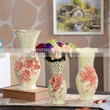 decoration ceramic vase , white ceramic vase with flower design , ceramic flower vase