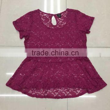 Yiwu branded red ladies lace tops factory closeout