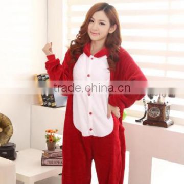 Cartoon style red fleece winter adult onesie for women cheaper