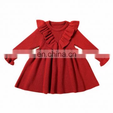 RTS  Christmas Ruffle Winter Dress Sweater Dress Baby Girl Dresses
