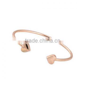 Fashion double heart bracelet cuff bangle rose gold jewelry