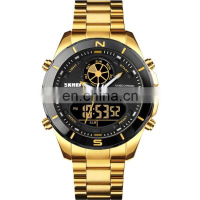 SKMEI 1839 Custom Logo Luxury Watches Men Dual Time Stainless Steel Digital Watch