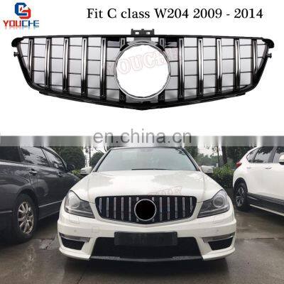 GTR GT  style front bumper grille grill for Mercedes Benz C class W204 2009-2014 ABS front mesh