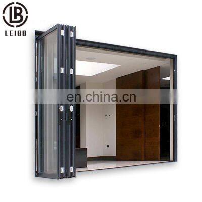 Insulated Interior Water Proof Tempered Double Glass Folding Door For Houses Aluminium Bi-Fold Door