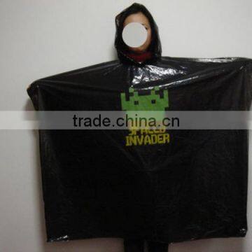 Women Custom Printed Emergency Black Poncho Raincoat