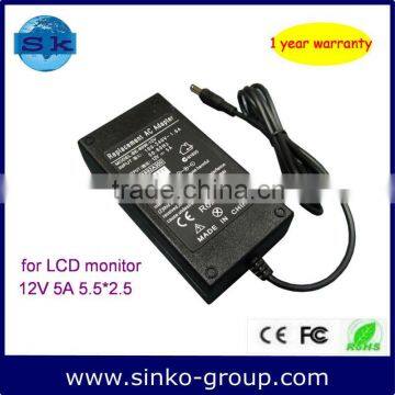 60W 12V 5A ac power adapter for LCD monitor 5.5*2.5mm