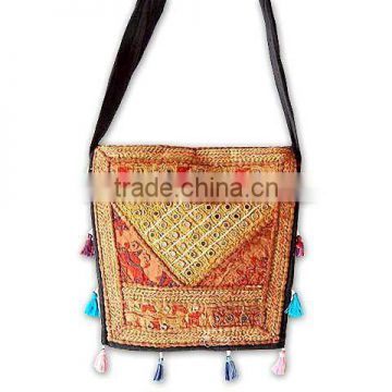 INDIAN HANDMADE JOGI ALTERATION LONG STRIPE FLAP HANDBAG-at discounted prices directly from manufacturer in India.