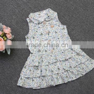 2016 high quality summer new arrival floral sleeveless design wholesale for baby girls