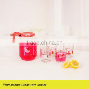 hot sale 5pcs glass water bottle with plastic handle