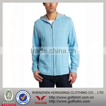Hot sales zip hoodie with rolled hem