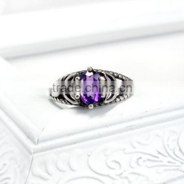falak gems Amethyst and Sterling Silver vintage silver setting,