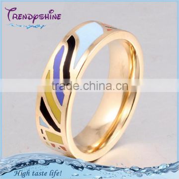 Wholesale unisex 20k gold stainless steel enamel ring