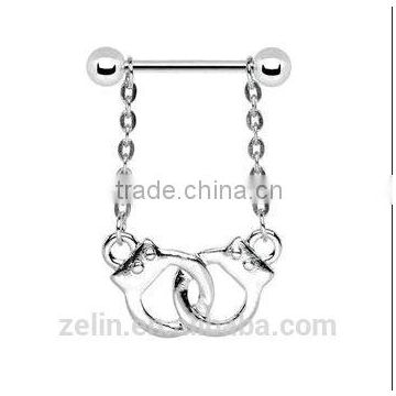 fashion body piercing jewelry Stainless steel double lock shape nipple ring