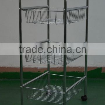 Vivinature kitchen metal wire basket display rack trolley chrome plating
