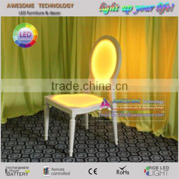 metal frame led glow ghost banquet chair