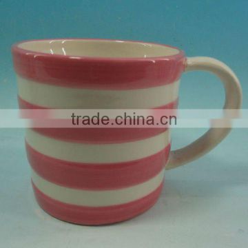 Stripe painting ceramic mug with handle