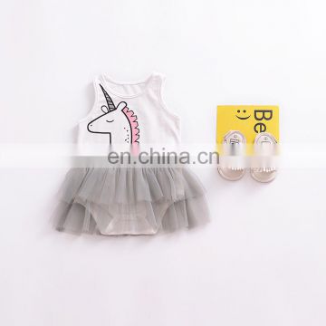 Lovely Unicorn Printed Baby Girls Dresses Kids Ruffle Party Fashion Dress