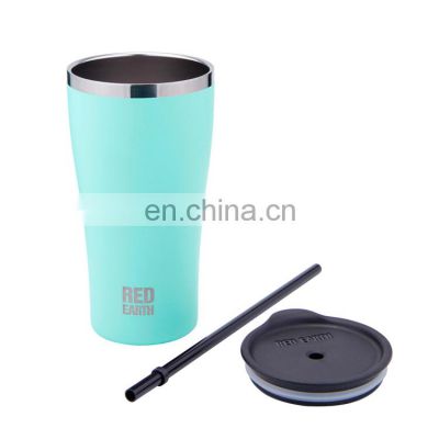 Stainless steel 530 ml Vacuum insulated water mug  Straw cup Double walled customized logo thermal leak proof coffee cup w/lid