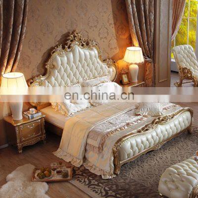 Elegant designs antique european style Luxury bedroom furniture set solid wood Frame wall beds