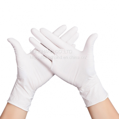 China Latex Free Non Sterile White Nitrile Powder Free Gloves Durable For Mechanic factory