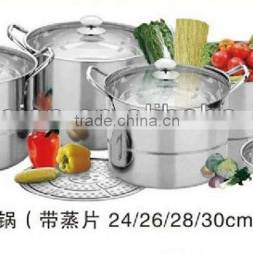 stainless steel steamer and cooking pots
