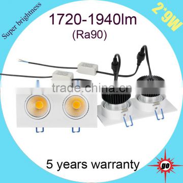 Ra>90 square downlight 9w/2x9w/3x9w dimmable led downlight