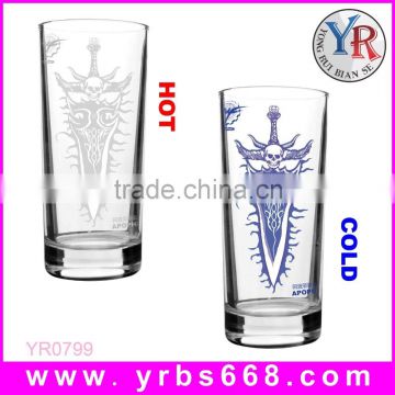 2015 alibaba china wholesale glassware color change double glass cup