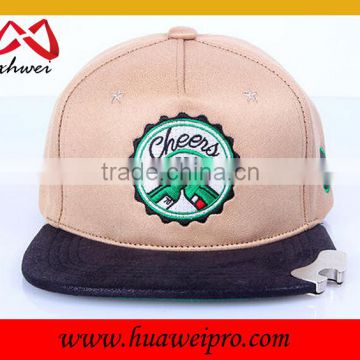 Men trucker cap Cheap custom pu leather flat bill sport cap with beer botlle opener
