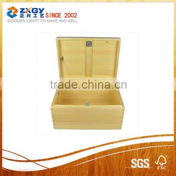High quality unfinished wooden wine box with handle