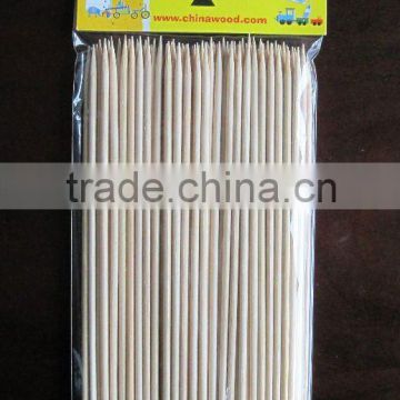 round bamboo BBQ skewers with designed card