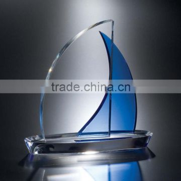 High quality table decoration crystal boat model/ customized crystal sailing boat model/business gifts