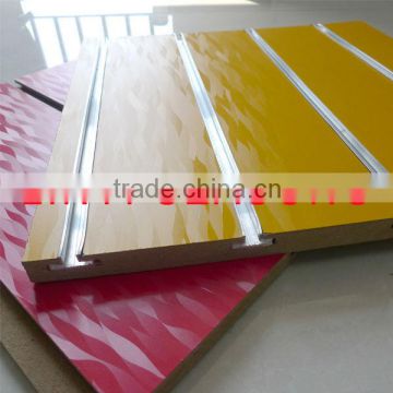 18mm small MOQ slotted wall board slat panel with aluminum strips from Shandong