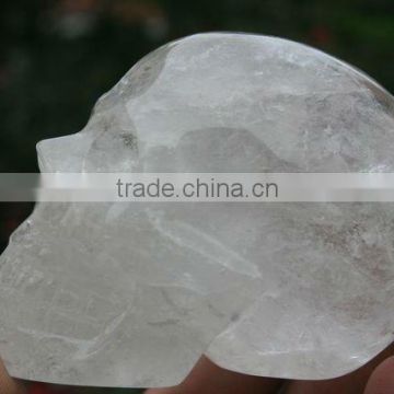 Round Fantastic Natural Rock Clear Quartz Crystal Skull