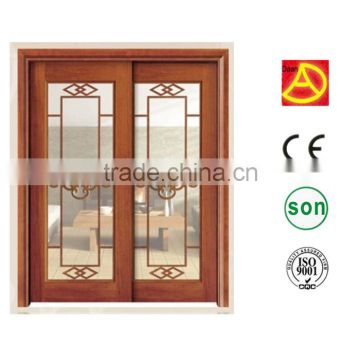 Wooden Folding Door With double glass for Accordion Door Design