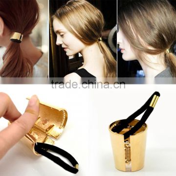 High Quality Accessories 1PC Gold Plated Alloy Circle Ring Hair Band Cuff Wrap Ponytail Holder