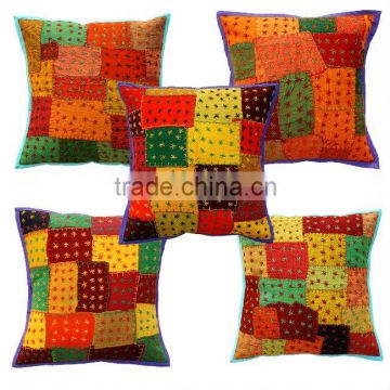 Home Decorator Vintage Cotton Patch Thread Work Toss Accent Throw Bedding Cushion Cover Case Set