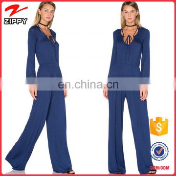 Ladies new fashion trendy European Style colpus tying rope super-long jumpsuit 2016