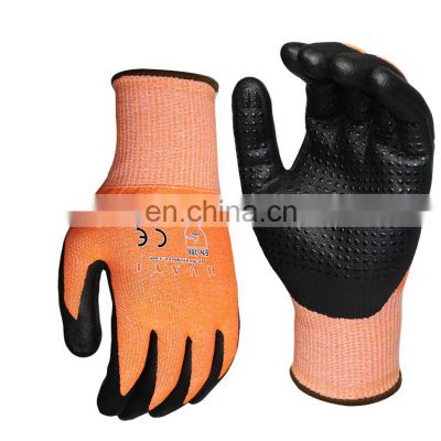 HPPE Foam Nitrile Coated Anti-slip Cut Resistant 5 Construction Work Gloves