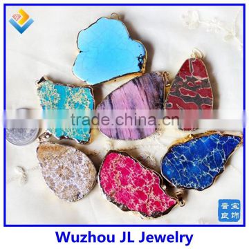 Wholesale Turkey different colors natual druzy agate slice pendant for new 2015 year