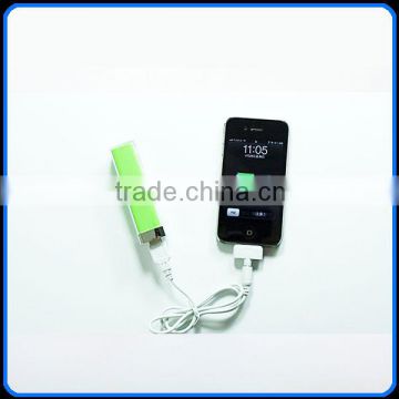 2200mah lipstick shape emergency mobile phone charger for samsung/blackberry/MP3/MP4