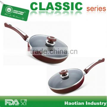 Aluminum non-stick frying pan with glass lid,big frying pans
