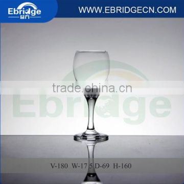 Elegant hand blown clear no lead wine glass goblet