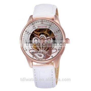 2015 Alibaba Express Genuine Leather popular white ladies wrist watch