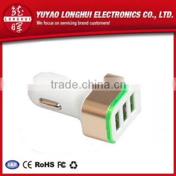 High quality popular CE RoHS 3 USB port Car Charger,mobile phone mini car charger