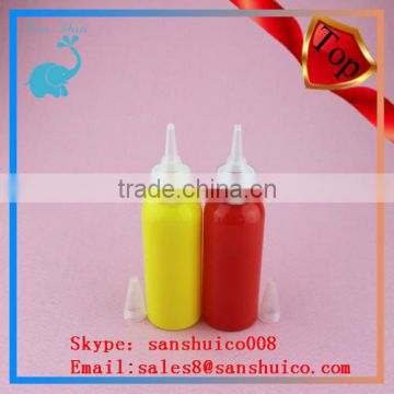 hot sell yellow and red plastic e liquid pet dropper bottles with twist caps long dropper twist off caps