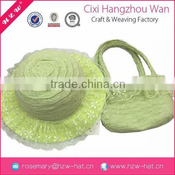 Novelties wholesale china green polyester & cotton hat with bag